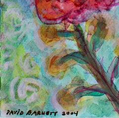 „Iridescent Hybrid Rose“, Original Aquarell und Acryl, signiert von David Barnett