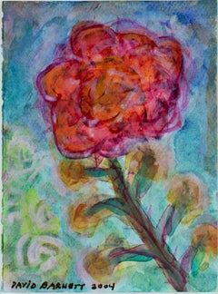"Rosa ibrida iridescente", acquerello e acrilico originale firmato da David Barnett