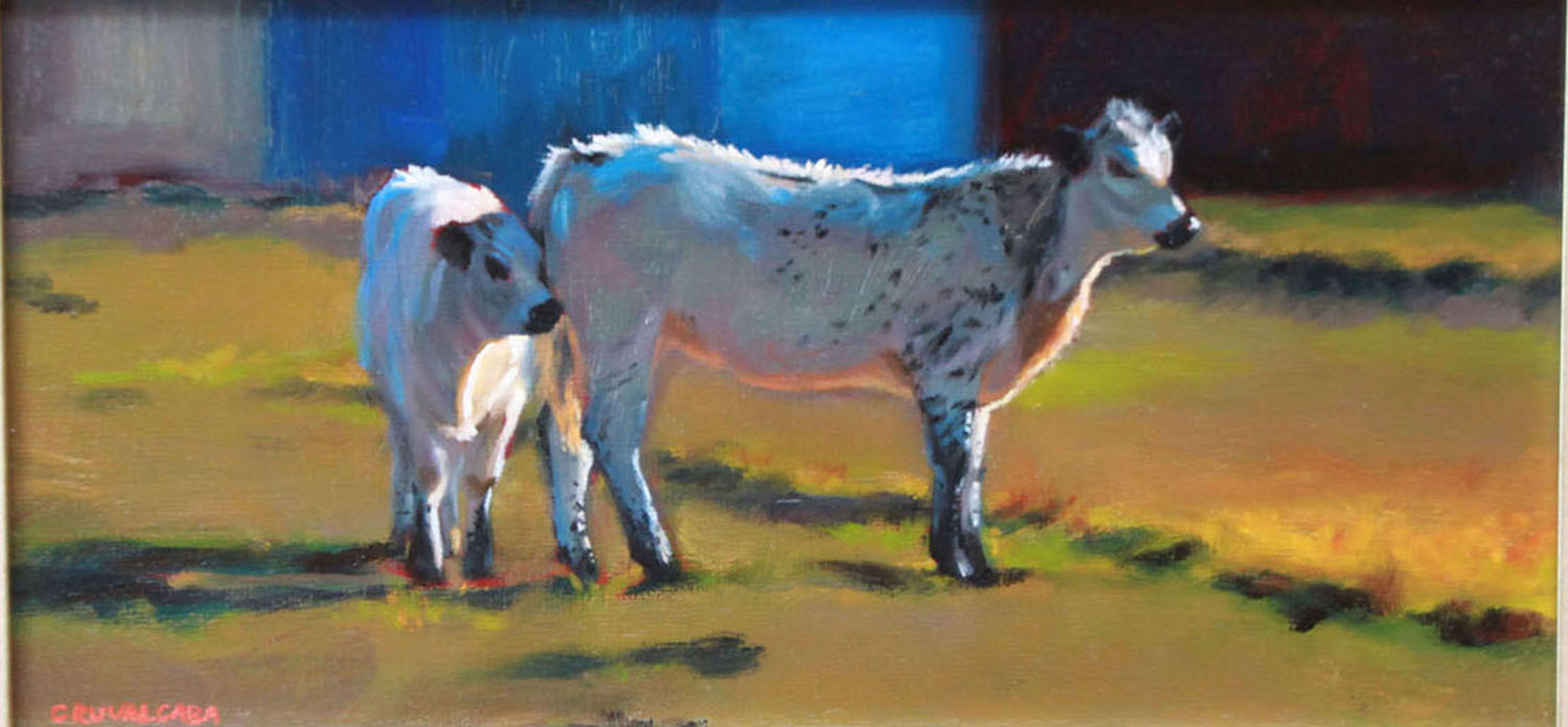 "Safe with Mama," Oil on Board Farm Animal Portrait signed by Cathryn Ruvalcaba