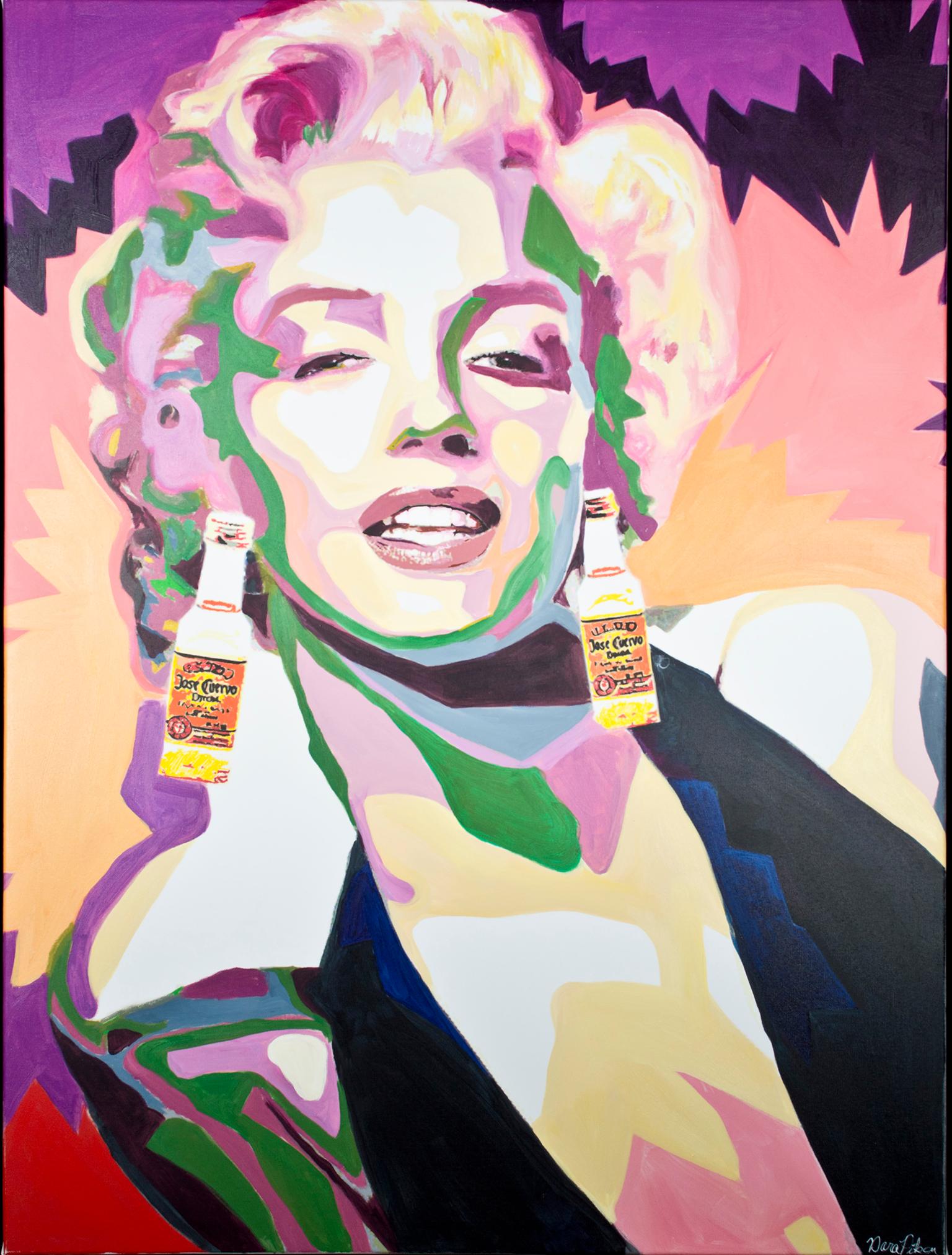 Dara Piken Figurative Painting - Marilyn Monroe Iconic Portrait Figure Pop Art Modern Contemporary Cubism Signed