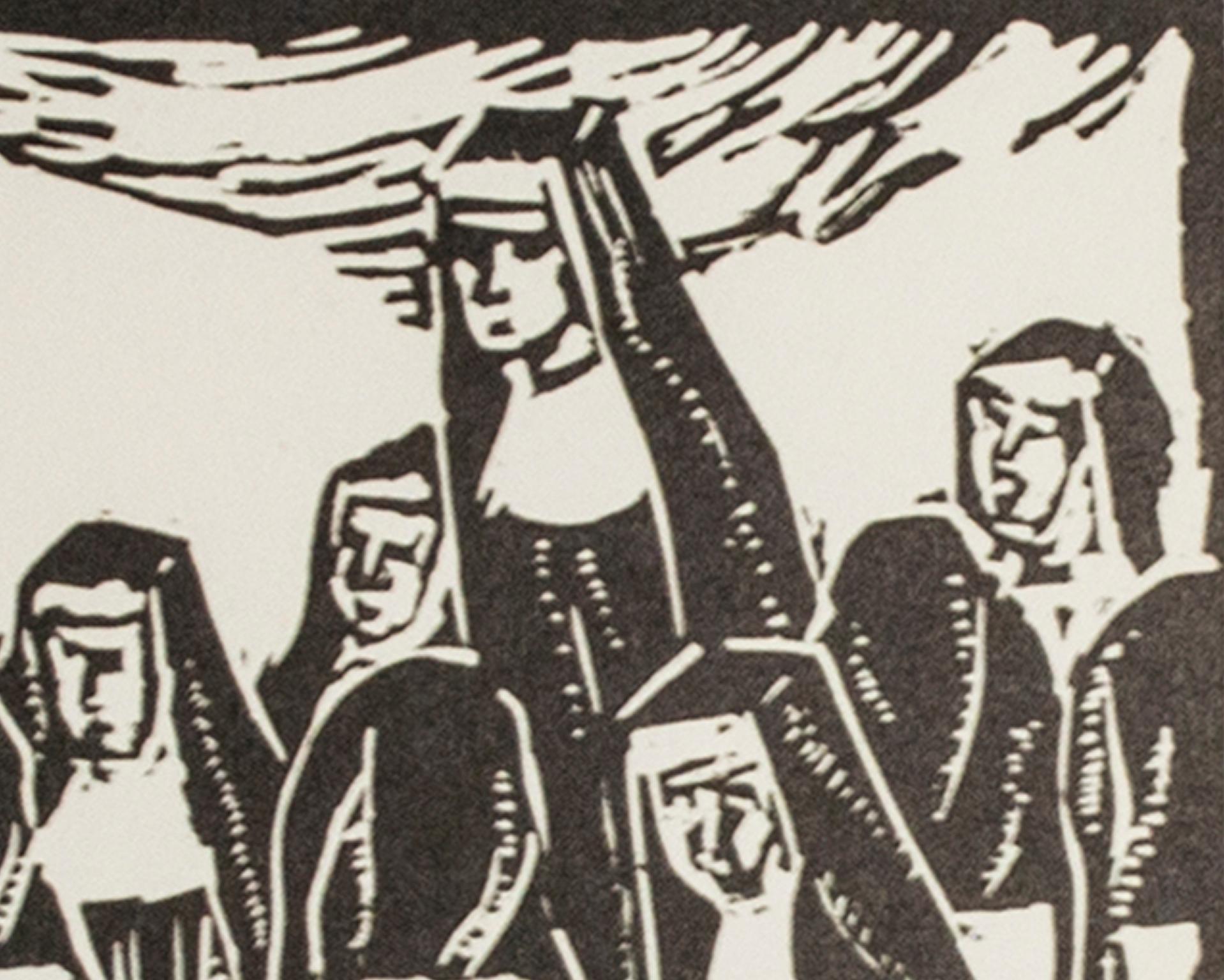 „Sisters“, Porträt von Nuns, Linoleum-Schliff von Hulda Rotier Fischer im Angebot 2