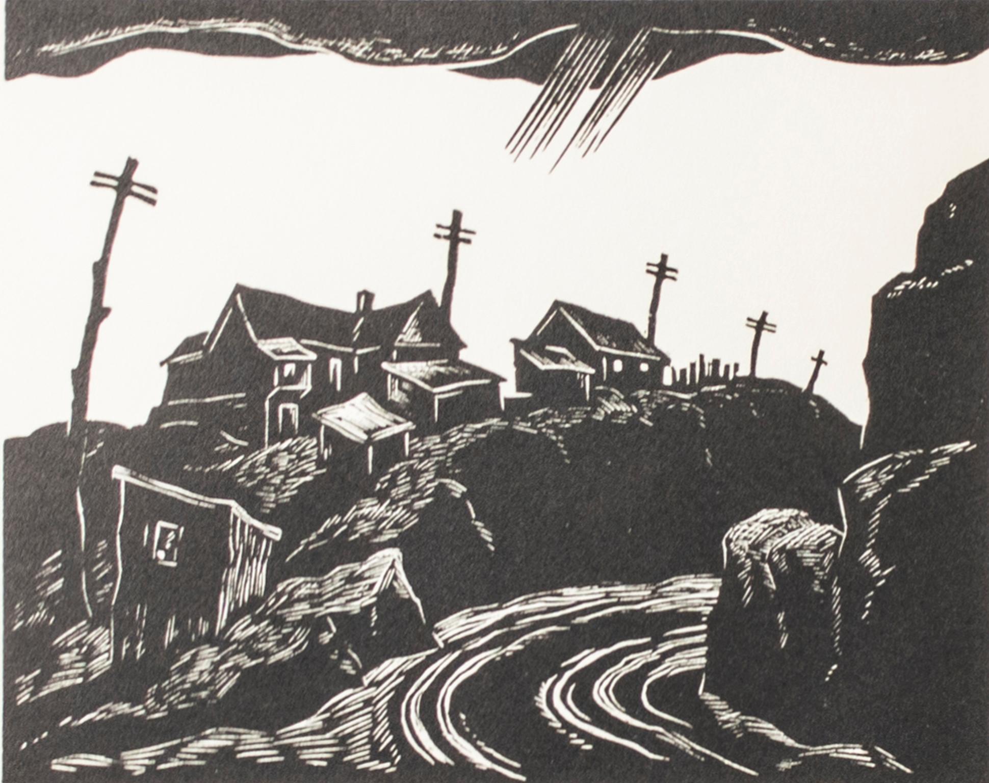 "Road to Cripple Creek, Colo., " Wood Engraving by Gerhard H. Bakker