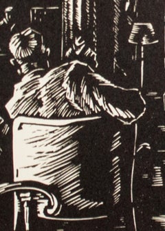 "Hotel Lobby, " Linoleum Cut by Alexander Tillotson