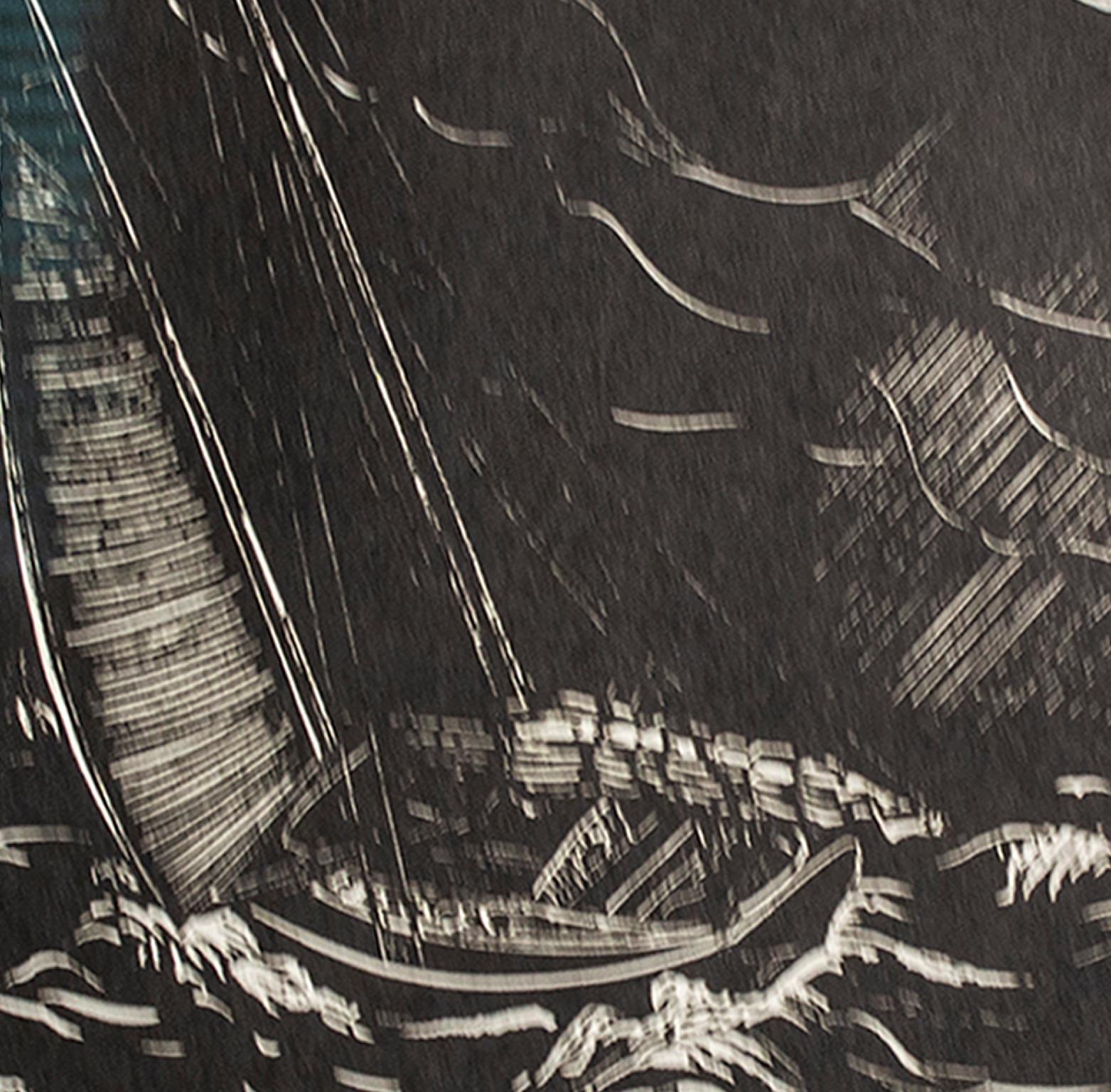 „ „Squall“, Segelboot-Marine-Szene, Holzstich von Lowell Merritt Lee im Angebot 1