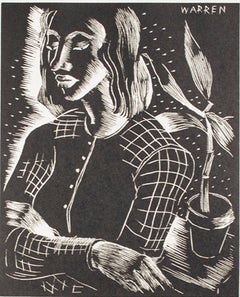 "Portrait of a Girl," Wood Engraving signed in Image by Barbara Warren Weisman
