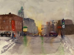 ""Farewell Ave in Winter (Milwaukee, WI)," Aquarell auf Papier von Julia Taylor