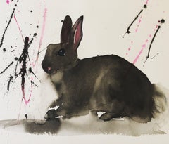 "Should I Stay or Should I Go, " Watercolor Rabbit Portrait by Julia Taylor