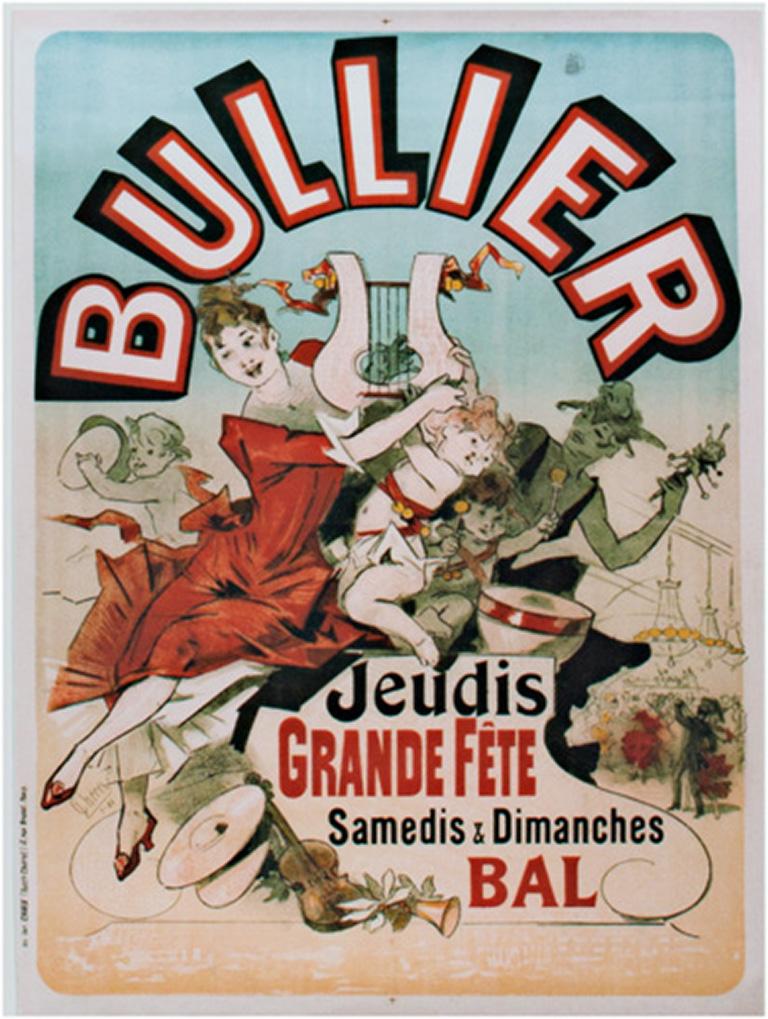 "Bullier, " Giclee Print on Paper after 1888 Lithograph Poster by Jules Cheret