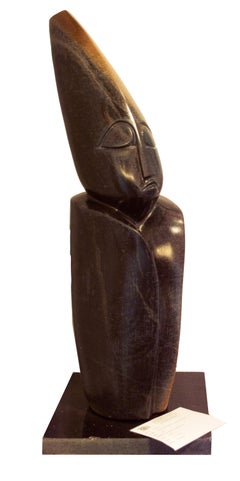 "Spirit, " Carved Springstone signed by Tendai Mushawepwere an African Shona