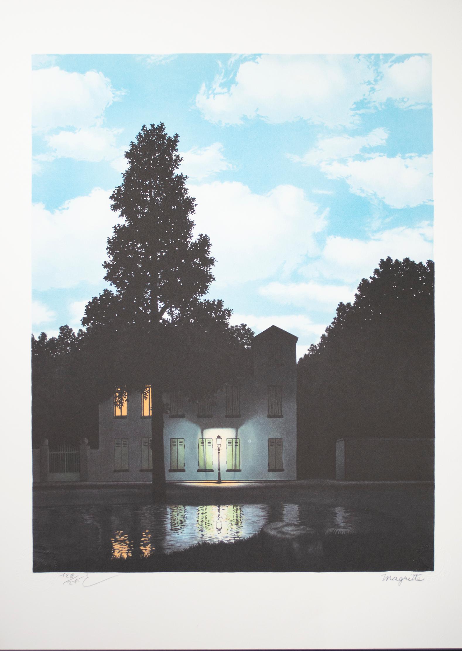 René Magritte Landscape Print - "L'Empire des lumieres (The Empire of Light), " Lithograph after Rene Magritte