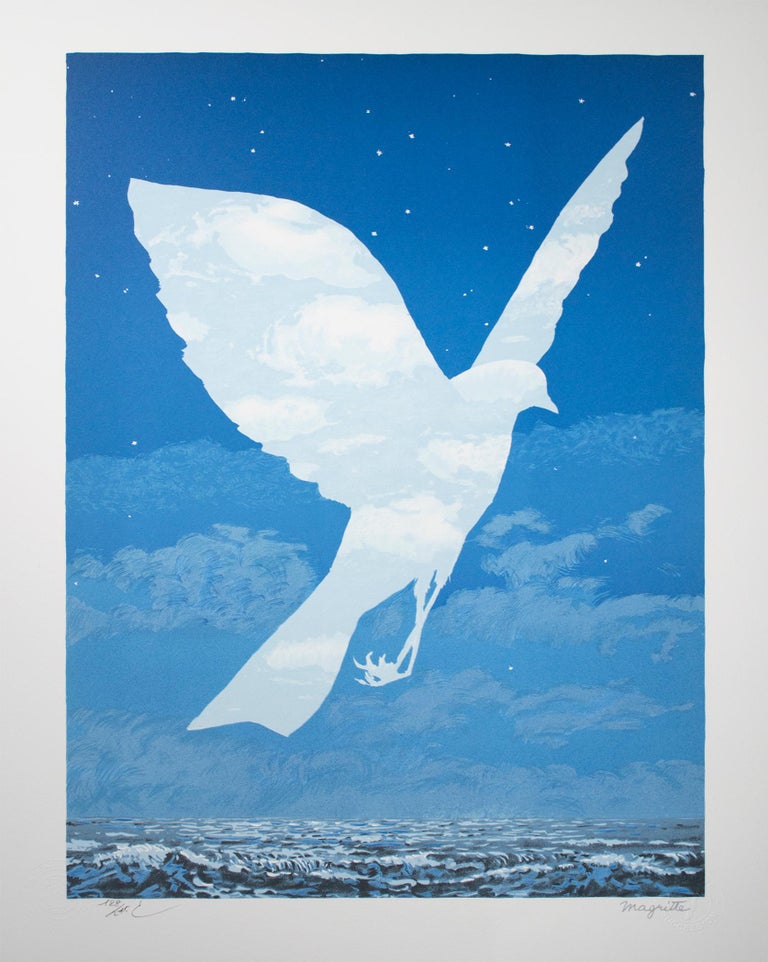 Lithographie Originale Signée René Magritte 'The False Mirror' 1928 - Numérotée 71/100 Avec Certificat