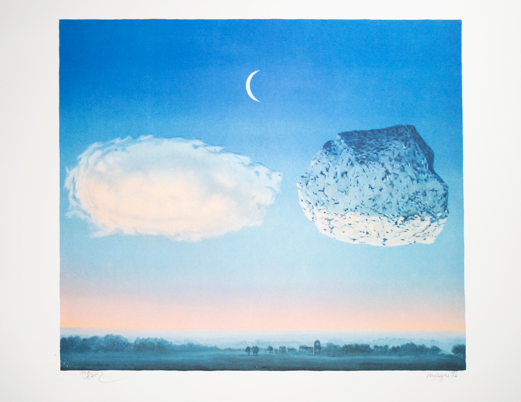 René Magritte Landscape Print - "La Bataille de l'Argonne (The Battle of Argonne), " Litho after Rene Magritte