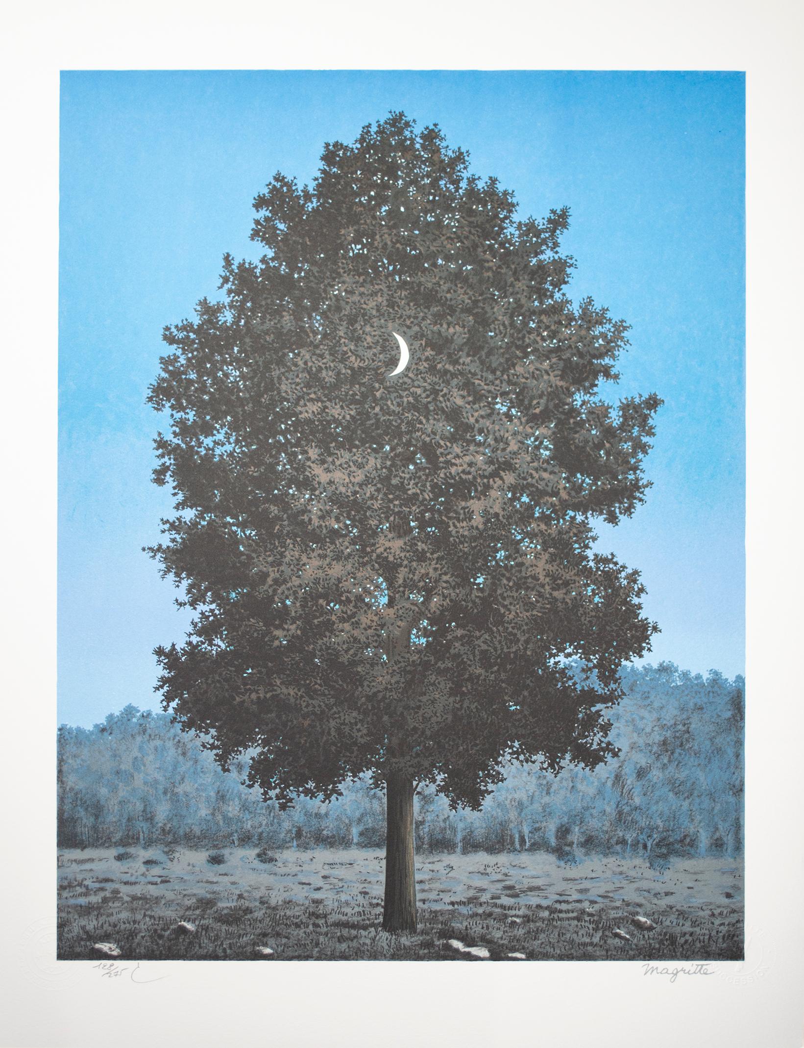 René Magritte Landscape Print - "La Seize Septembre (The Sixteenth of September), " Litho after Rene Magritte