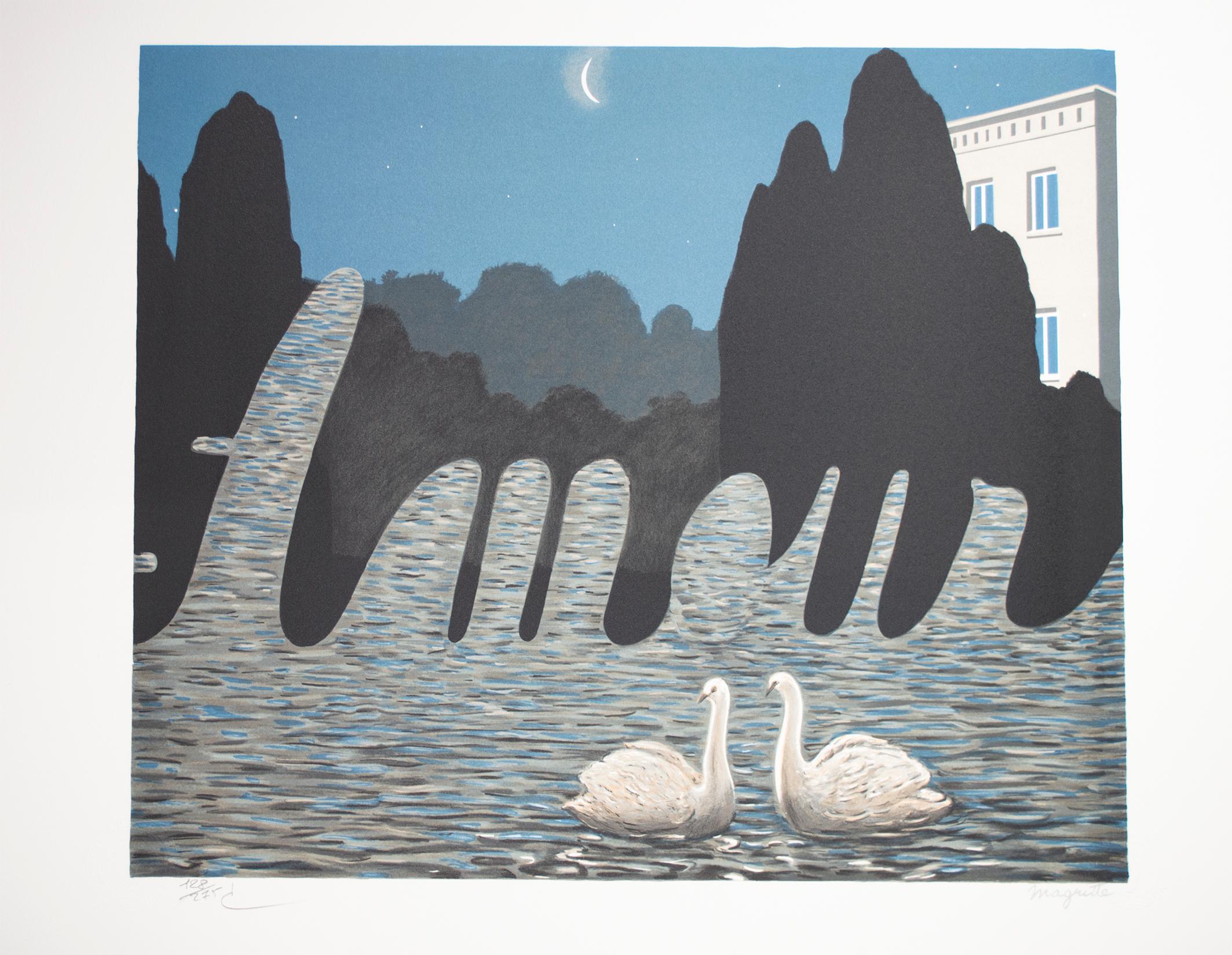 René Magritte Landscape Print - "L'Art de la conversation (The Art of Conversation), " Litho after Rene Magritte