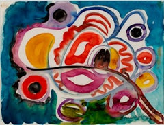 « Biomorphic Flowers », peinture à l'aquarelle originale de Sylvia Spicuzza