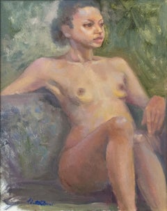 "Female Nude, " original signed oil painting by Christiane Bouret
