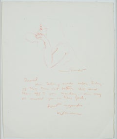 "Model Resting, " signed red conte drawing by Warren Brandt