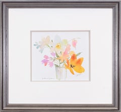 „Gathered Flowers“ Original-Aquarell signiert von Craig Lueck