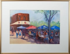 'Summertime at Cafe Hollander' Original Watercolor Signed by Artist