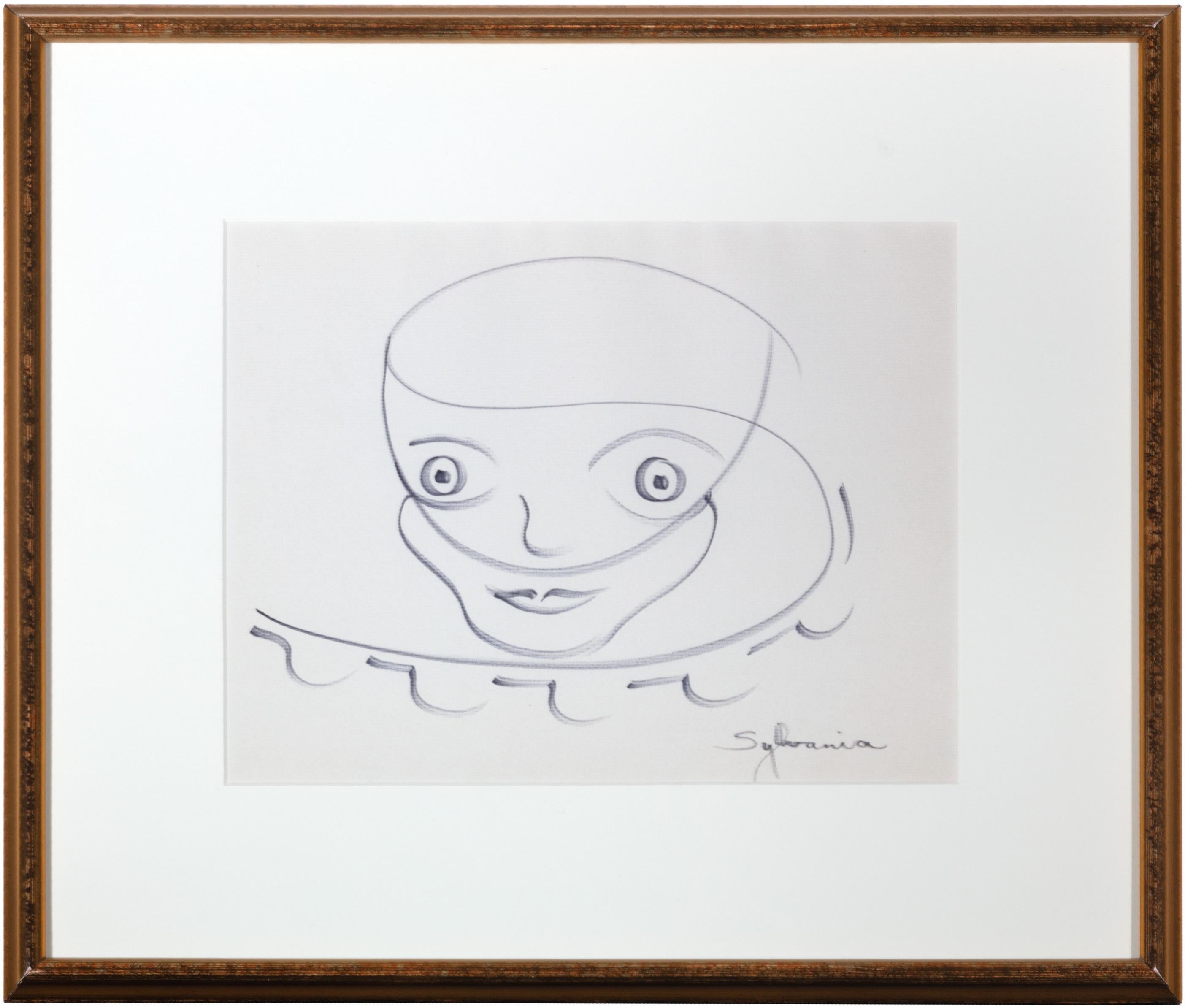  Head of Woman With Collar #781  - Crayon en feutre sign par l'artiste