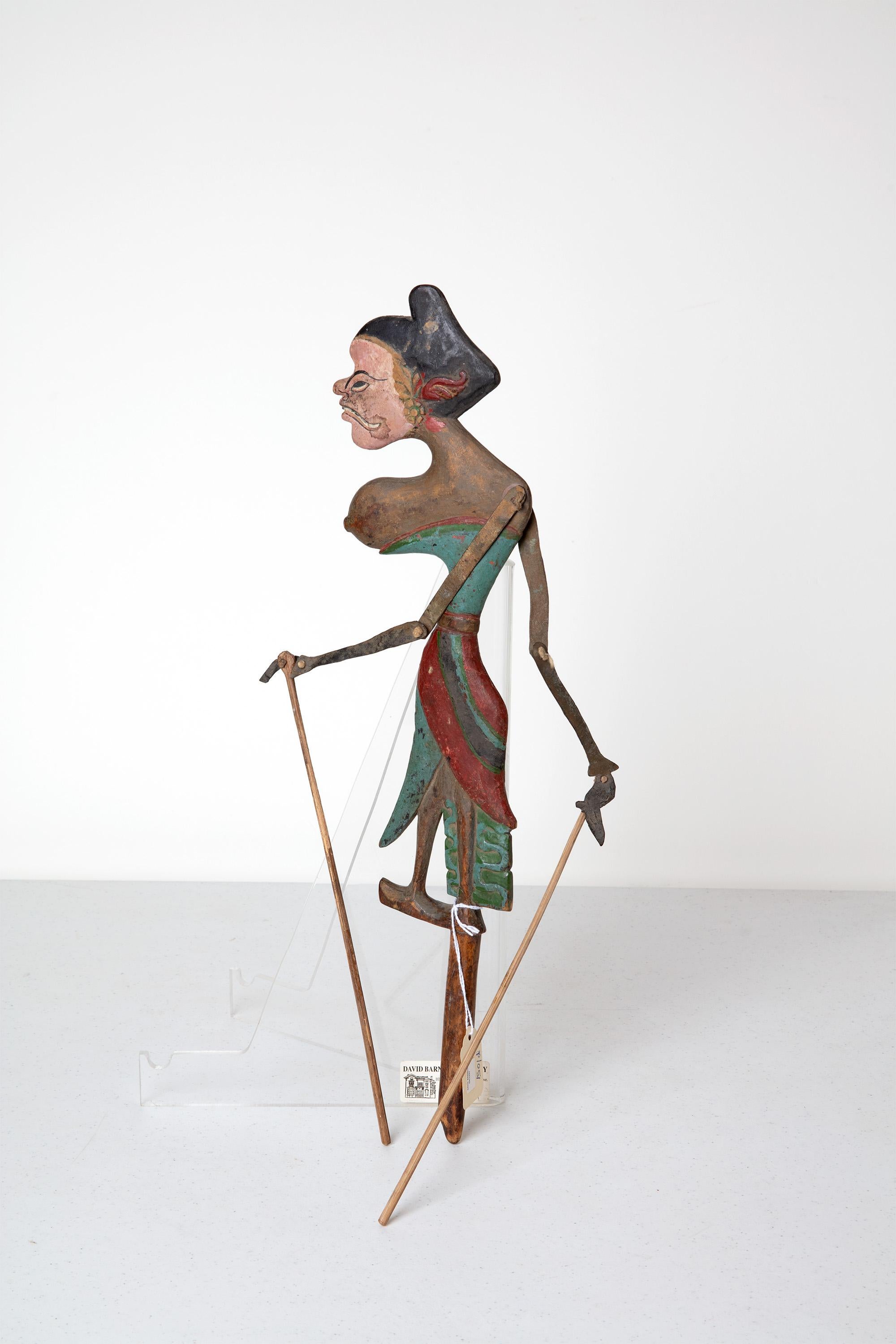 Indonesian Wooden Flat Puppet (Klitk) with light pink face - Art by Unknown