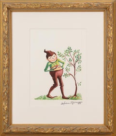 'Billie the Brownie Laughing' original watercolor by Sylvia Spicuzza