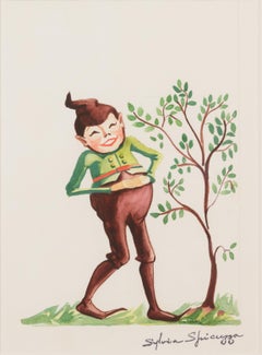 'Billie the Brownie Laughing' original watercolor by Sylvia Spicuzza