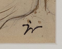 Femme Attablee Devant un Verre de Vin