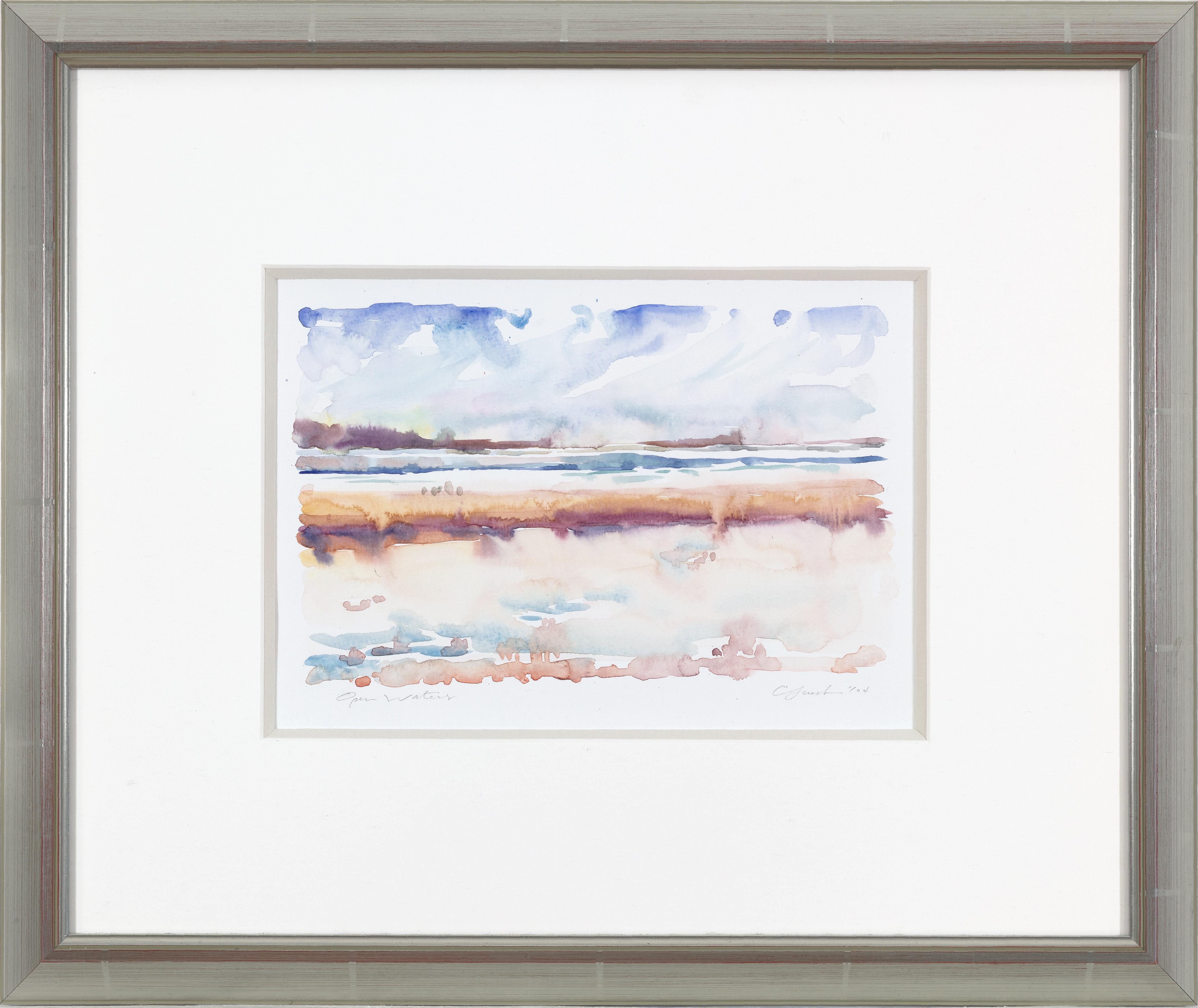 'Open Waters' is an original watercolor on Holbein watercolor paper by Craig Lueck. These petite watercolors that shape Lueck's portfolio serve as windows into the artist's world.

5 1/2" x 8" art
13 3/4" x 16 3/8" frame
Signed and dated lower