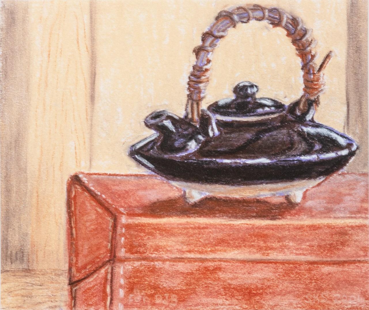 „Teapot Study“ Original pastellfarbene Zeichnung, signiert vom Künstler – Art von Sandra Sweeney