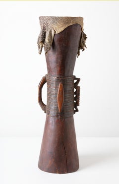 Vintage 'Drum Ceremonial' Wood (Mahogany), Lizard skin
