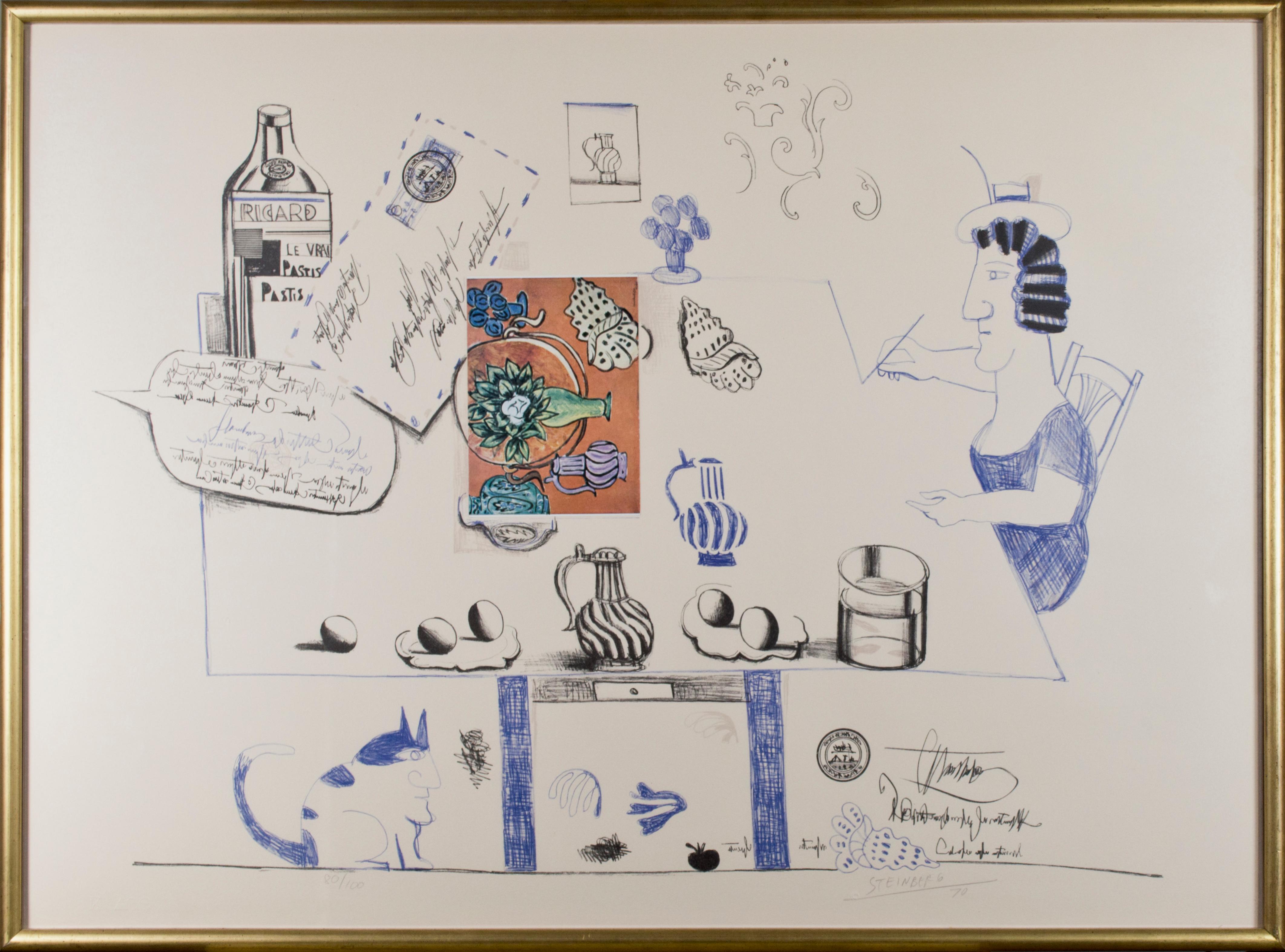 Saul Steinberg Abstract Drawing - Matisse Postcard Ed: 80/100 - Six Drawings Tables