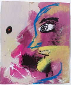 'It's Floating' original oil pastel and acrylic on paper bag, signed lower right