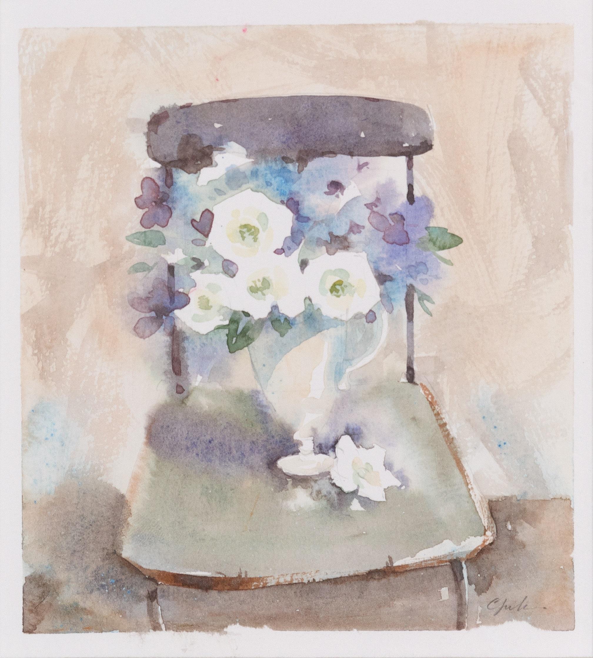 'Silla con flores' pintura original en acuarela - Painting de Craig Lueck