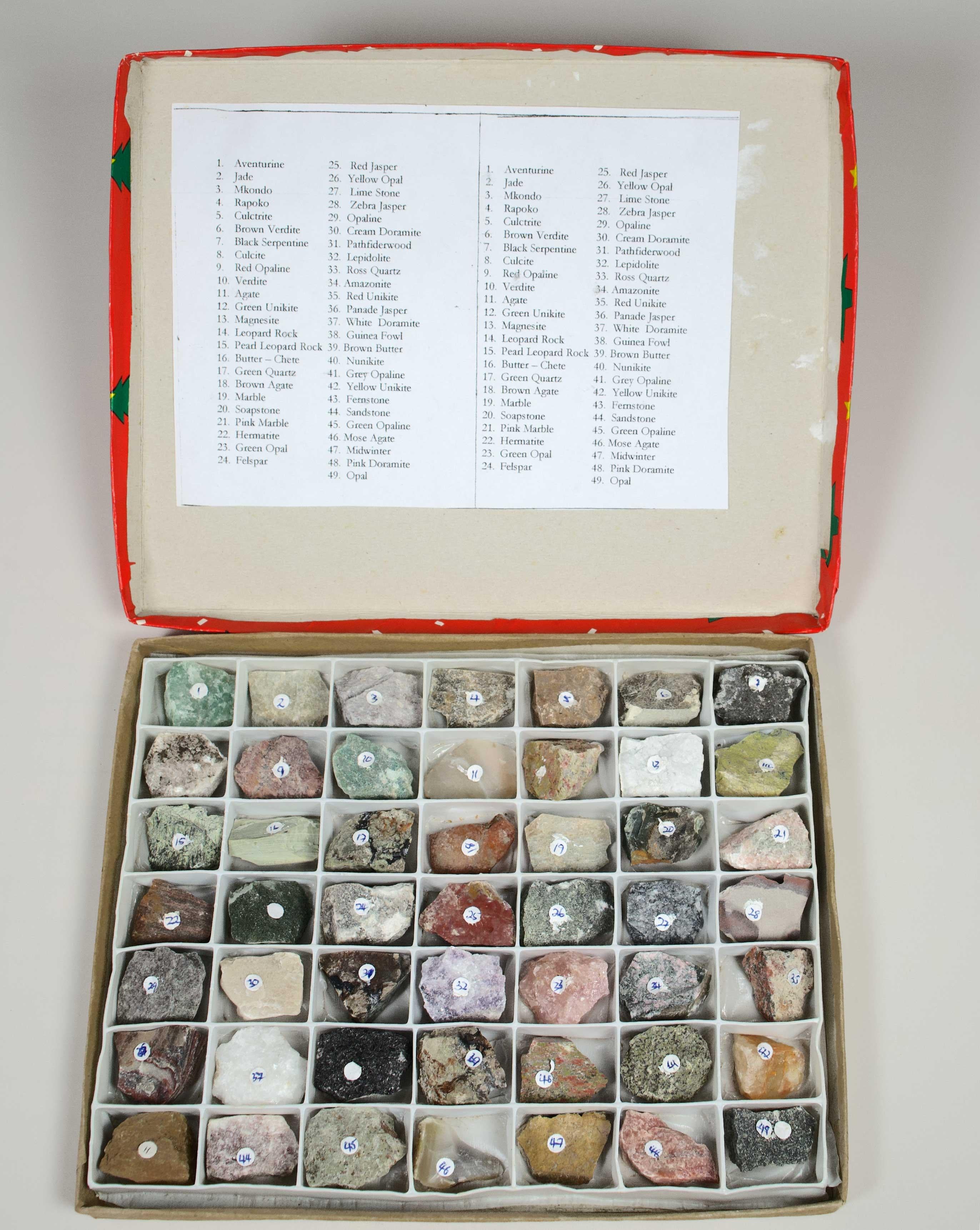 49 Shona Stone Samples with Specimen Box - Art by Unknown