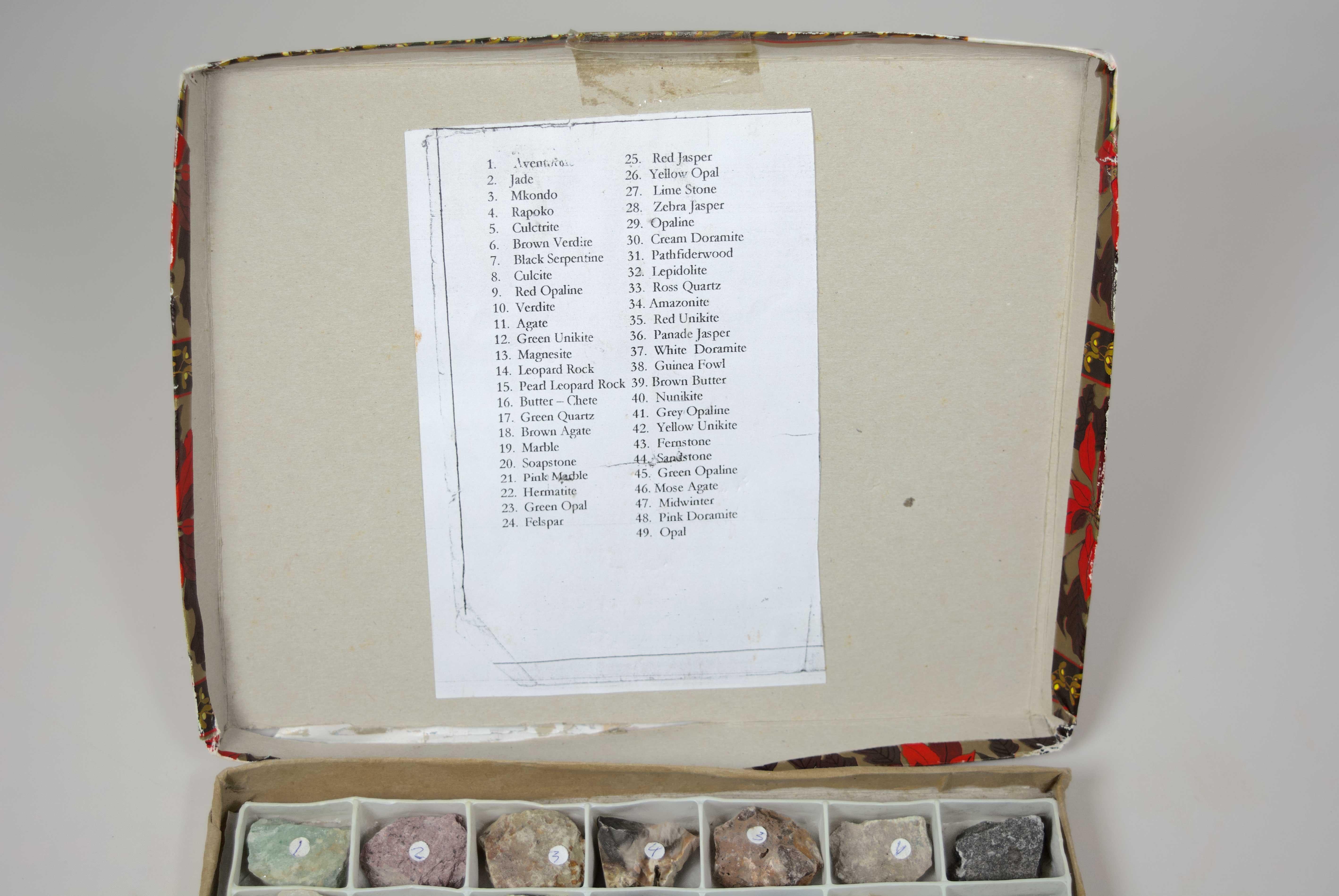 African (Shona)
49 Shona Stone Samples with Specimen Box.