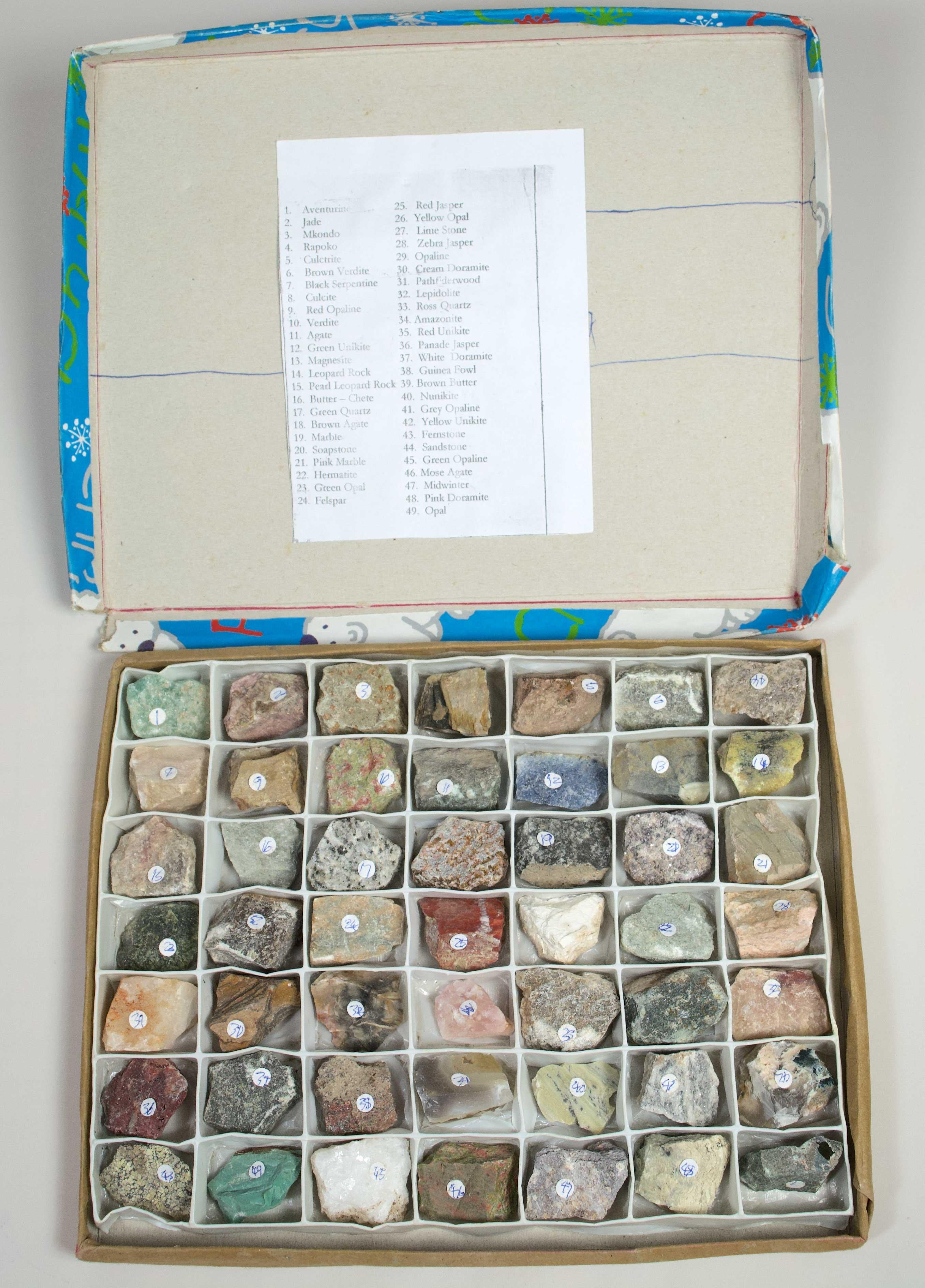 49 Shona Stone Samples with Specimen Box For Sale 1