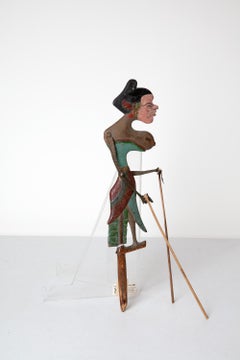 Puppet indonsien en bois plat (Klitk) avec visage rose clair
