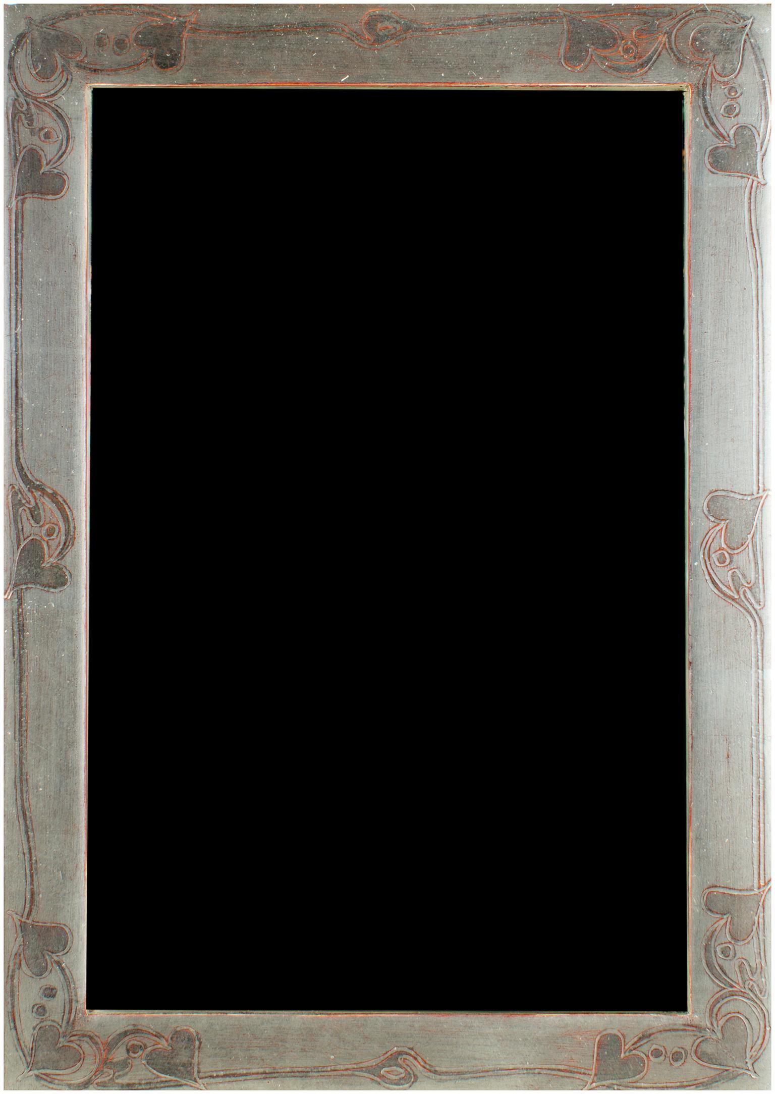 „Romanischer handgefertigter Fotorahmen“, 12 Karat Weißgold Blatt und Holz 4 x 6 Zoll in Rahmen (Sonstige Kunststile), Art, von Unknown