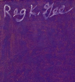 « Two Citizens », « Figurative Oil Pastel on Grocery Bag » signé par Reginald K. Gee