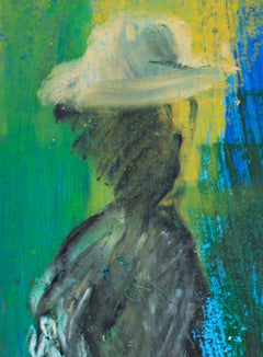 "Walk, " Figurative Oil Pastel and Acrylic on Paper signed by Reginald K. Gee