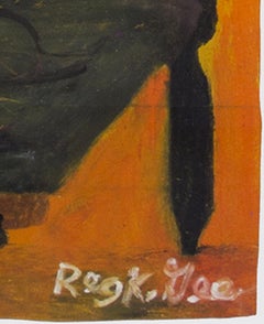 "Sister Vali, " Pastel on Grocery Bag on Grocery Bag signed by Reginald K. Gee