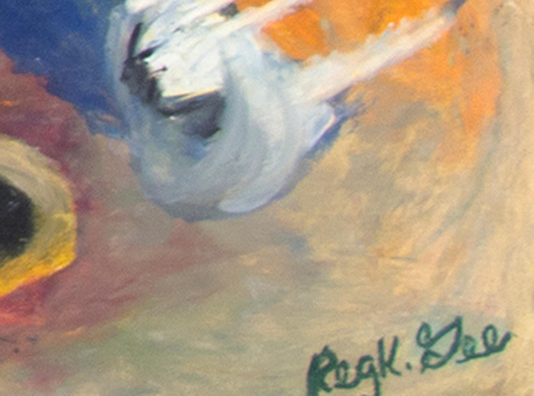 « Space Sense », pastel à l'huile multi-scènes sur panneau d'illustration de Reginald K. Gee en vente 1