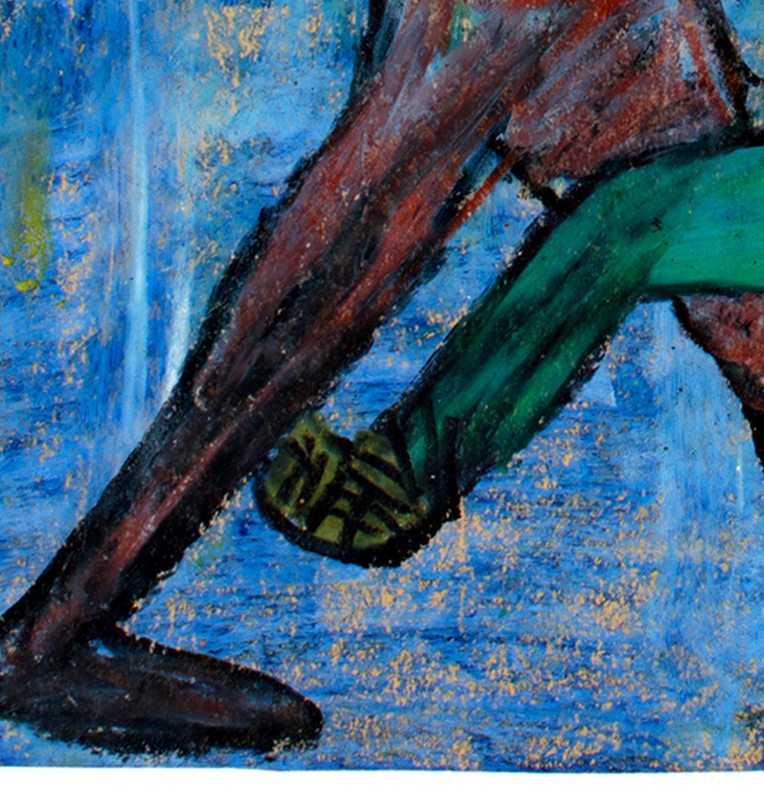 „Dance Studio“, „ Oil Pastel on Grocery Bag“, signiert von Reginald K. Gee im Angebot 3