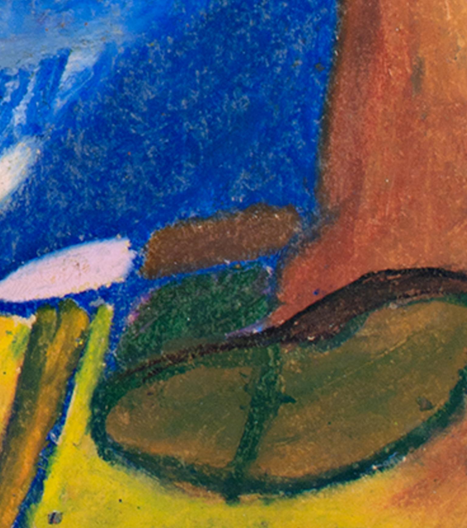 « Figure assise dans l'atelier », « Oil Pastel on Grocery Bag » signé par Reginald K. Gee en vente 5