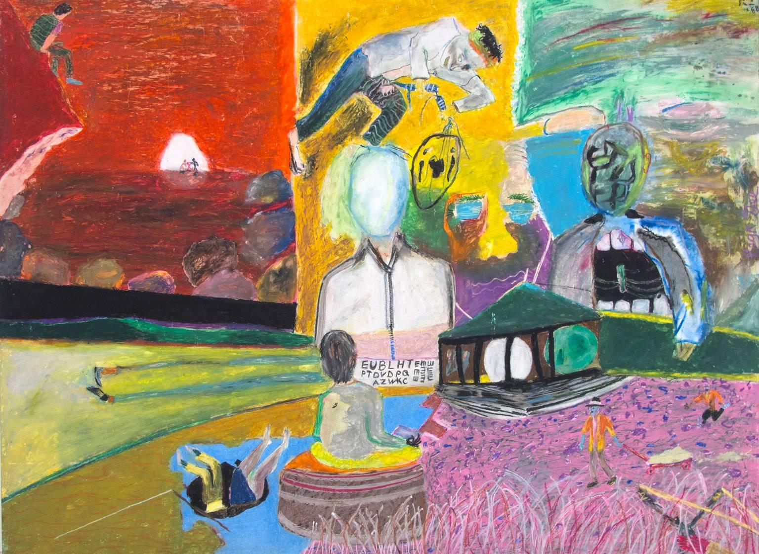 "Techniques of Meditation, " Oil Pastel Landscape signed by Reginald K. Gee