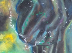 "The Three Dollar Bill Network, " Oil Pastel on Cardboard signed by Reginald Gee