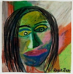 „Painting Style of 814 BC“, „ Oil Pastel on Grocery Bag“, signiert von Reginald K. Gee