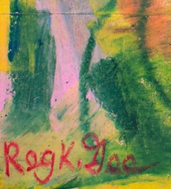 "Praying for Sam" Figurative Oil Pastel on Grocery Bag signed by Reginald K. Gee