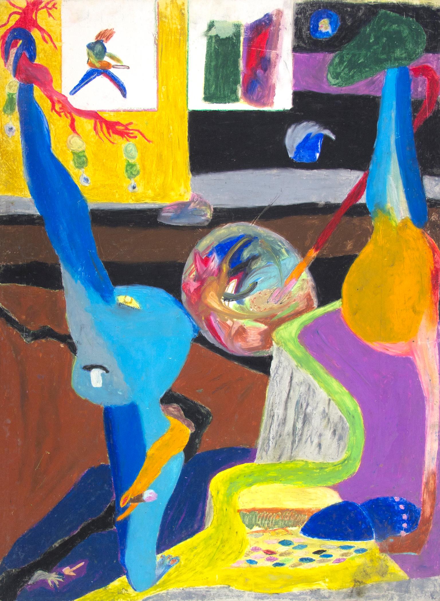 "Creatures" is an original oil pastel drawing on illustration board by Reginald K. Gee. The artist signed the piece on the back. It features abstracted "creatures" in bright colors. 

40" x 30" art

Reginald K. Gee was born in Milwaukee on April 28,